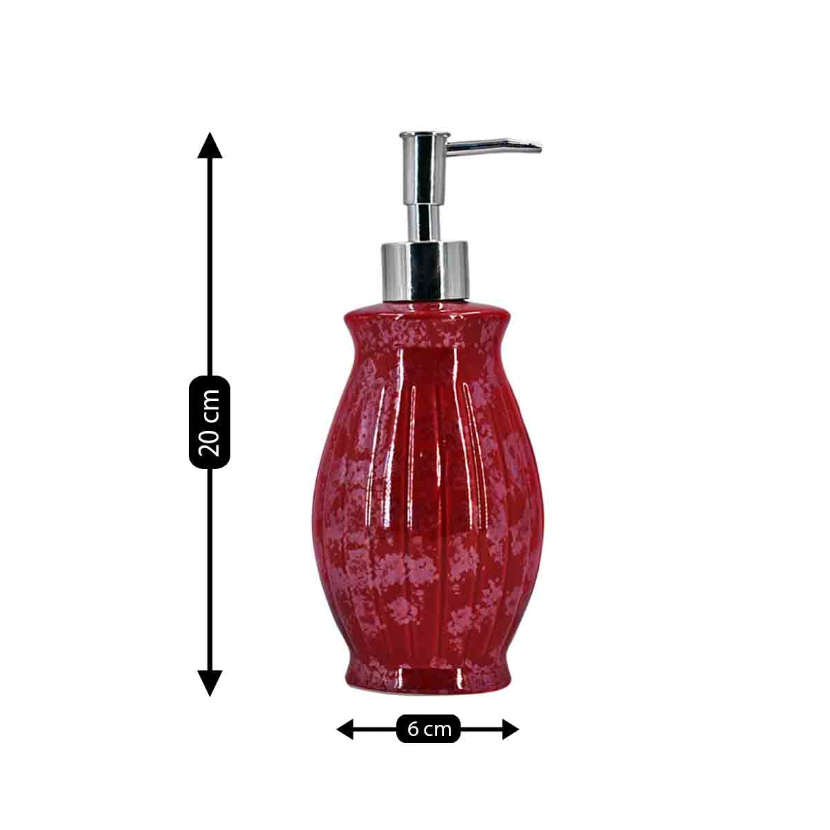 Ceramic Soap Dispenser for handwash for Bathroom, Red, (Set of 1) (8006)