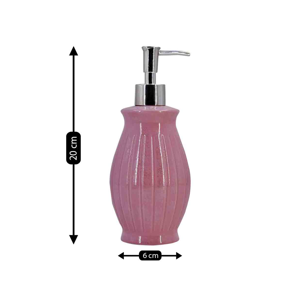 Ceramic Soap Dispenser for handwash for Bathroom, Pink, (Set of 1) (8007)