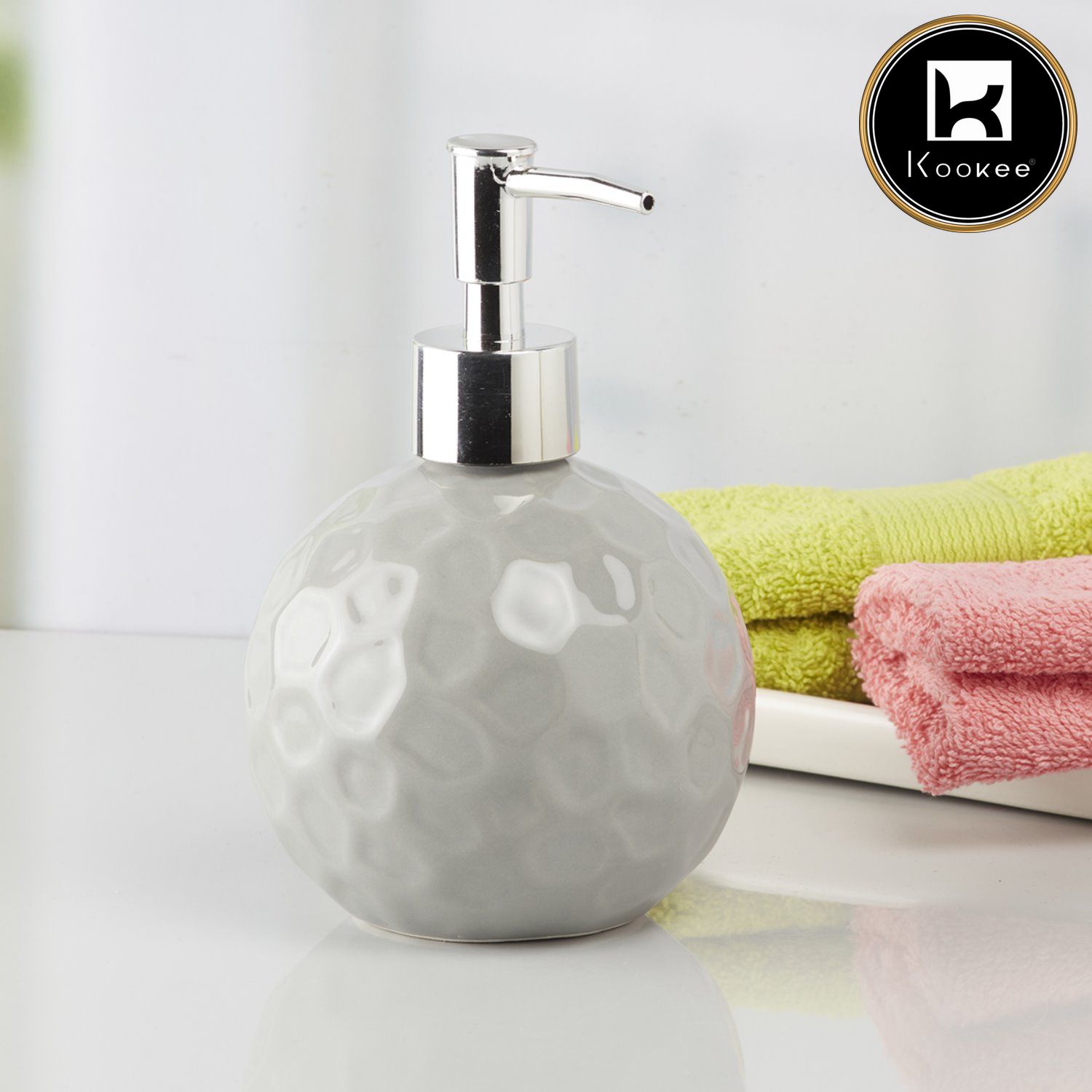 Kookee Ceramic Soap Dispensers, Grey, ART08009