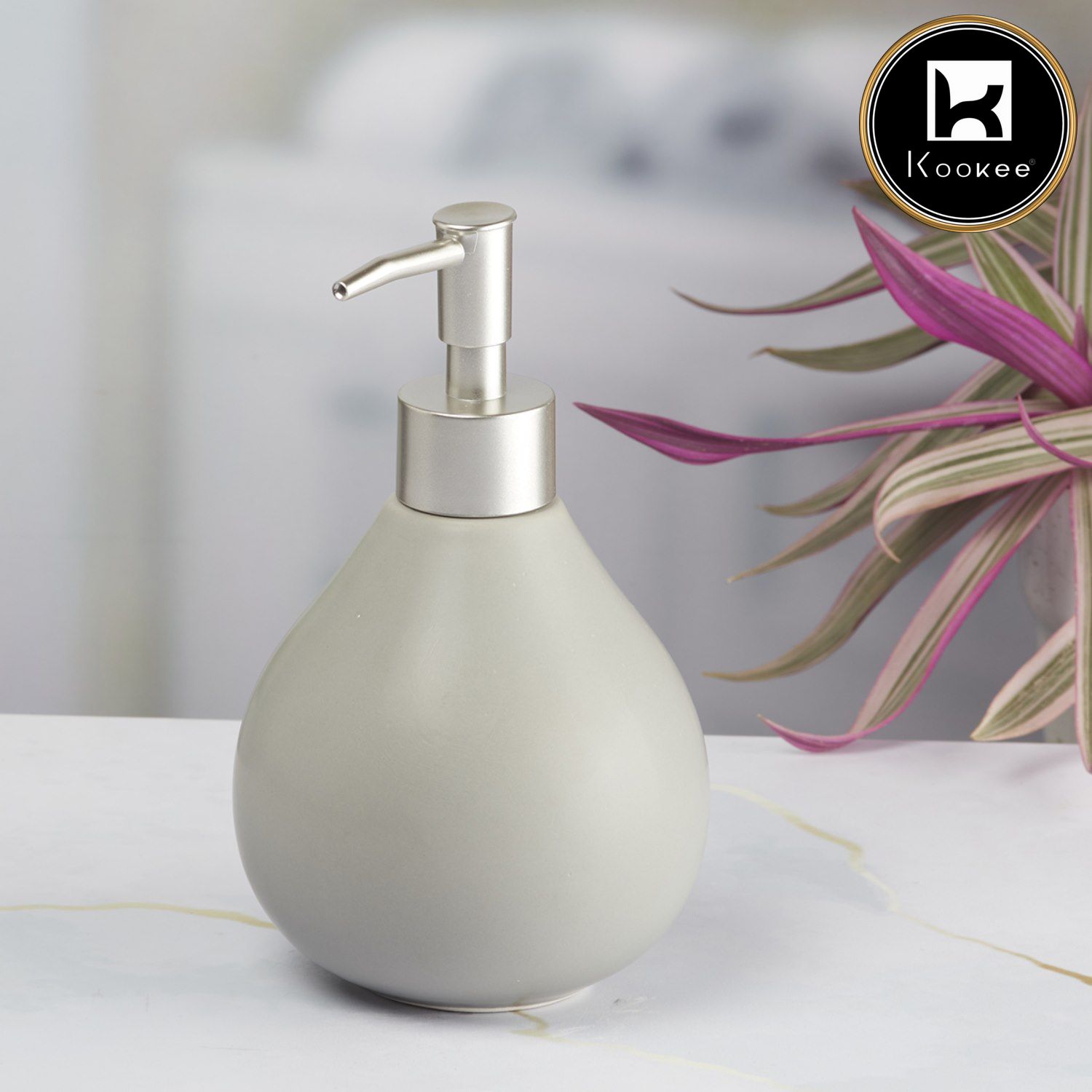 Kookee Ceramic Soap Dispensers, Grey, ART08015