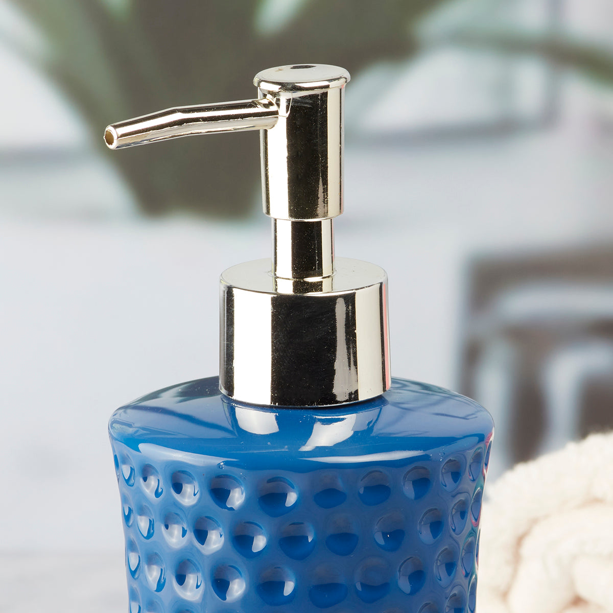 Ceramic Soap Dispenser handwash Pump for Bathroom, Set of 1, Blue (8038)