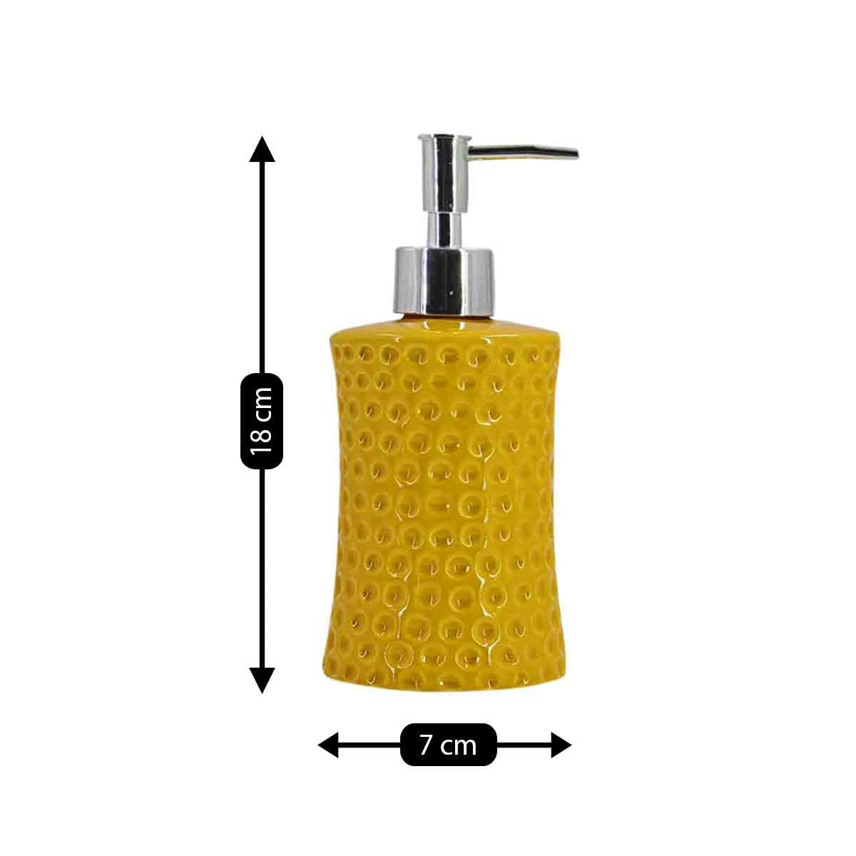 Ceramic Soap Dispenser for handwash for Bathroom, Yellow, (Set of 1) (8039)