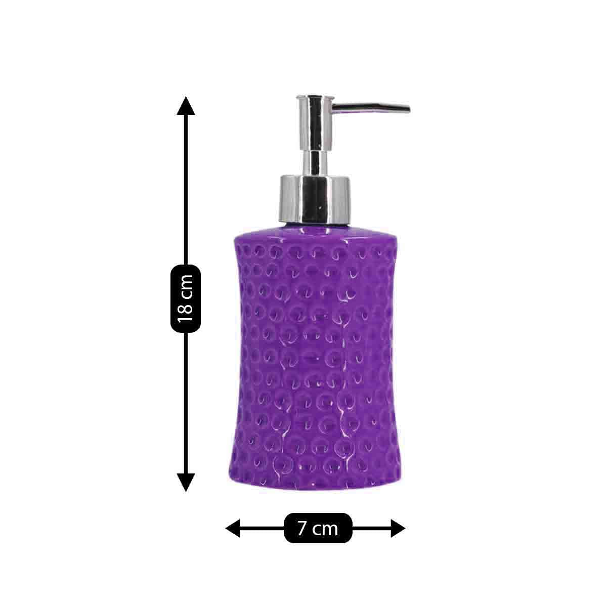 Ceramic Soap Dispenser for handwash for Bathroom, Purple, (Set of 1) (8041)