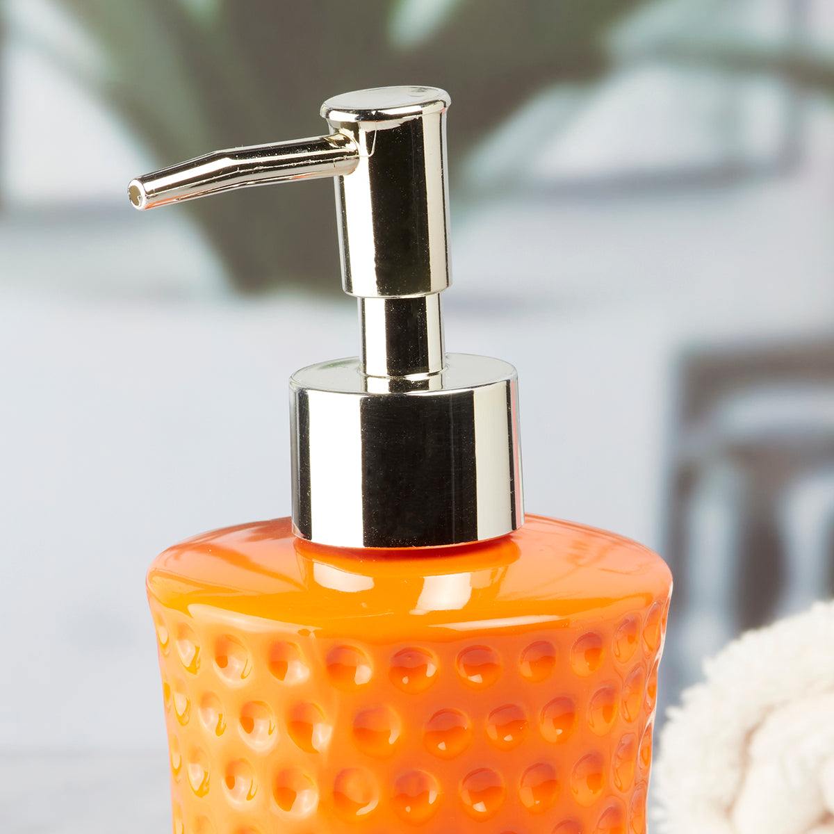 Ceramic Soap Dispenser handwash Pump for Bathroom, Set of 1, Orange (8043)