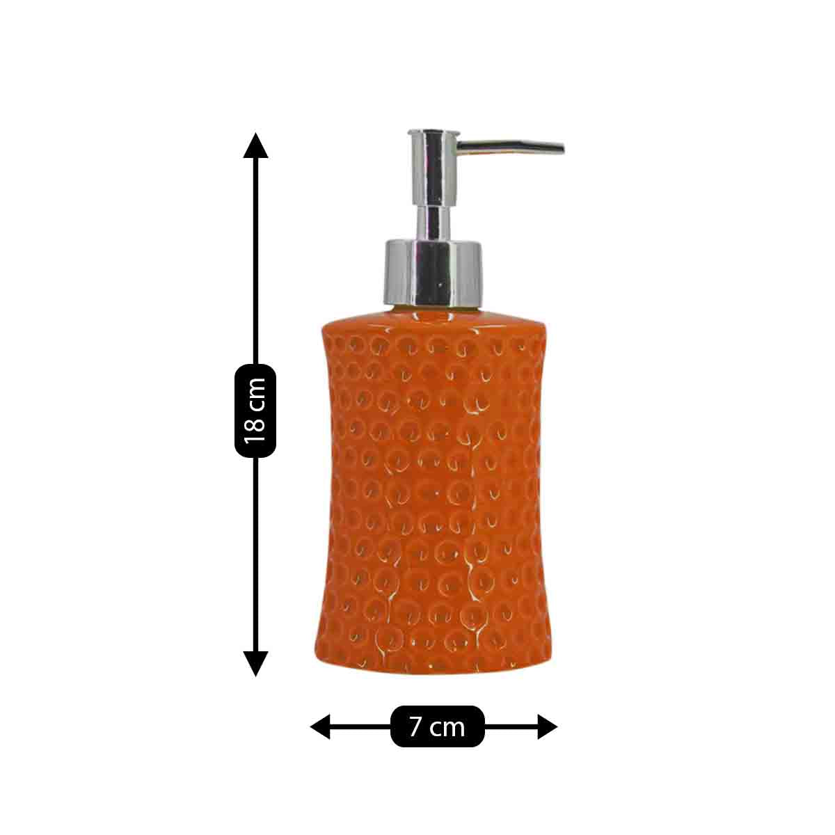 Ceramic Soap Dispenser for handwash for Bathroom, Orange, (Set of 1) (8043)