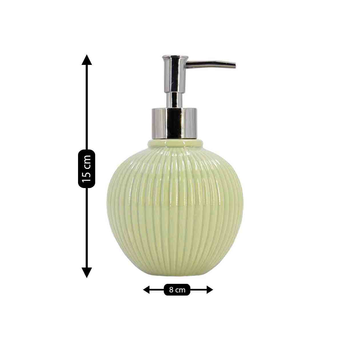 Ceramic Soap Dispenser for handwash for Bathroom, Green, (Set of 1) (8049)