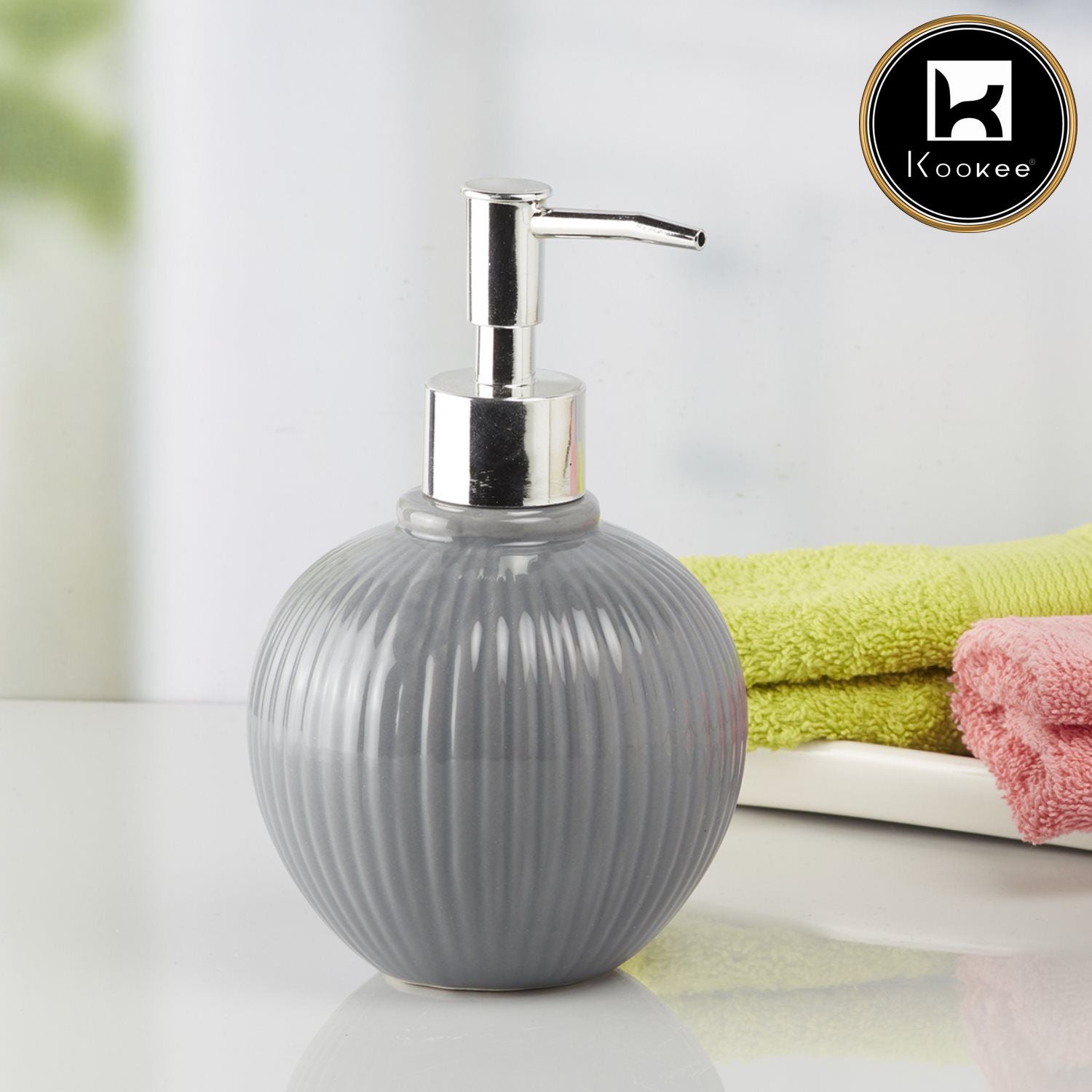 Kookee Ceramic Soap Dispensers, Grey, ART08051