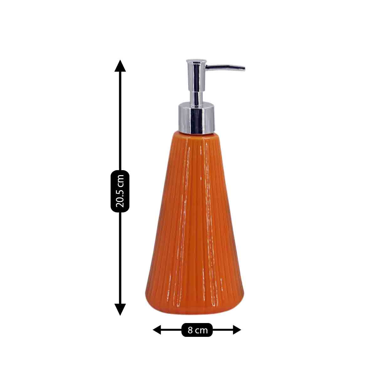 Ceramic Soap Dispenser for handwash for Bathroom, Orange, (Set of 1) (8054)