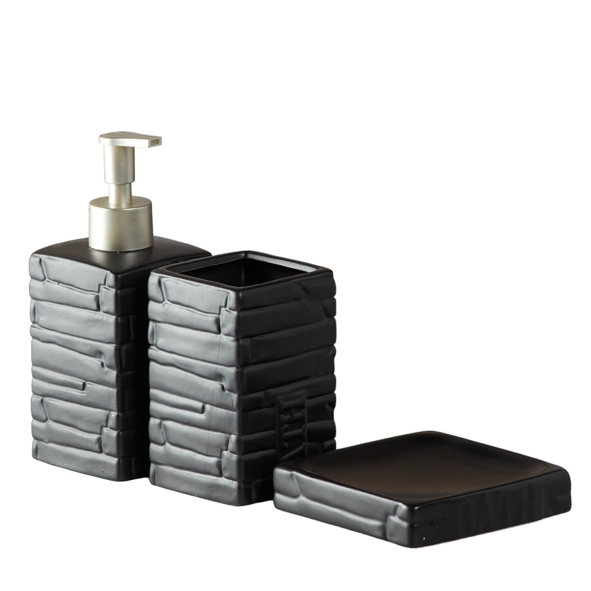 Ceramic Bathroom Accessories Set of 3 with Soap Dispenser (8060)