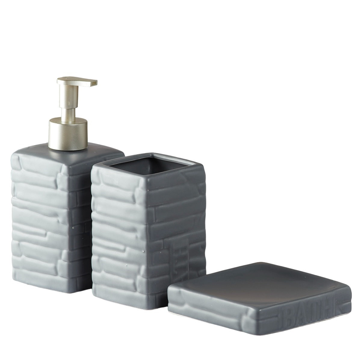 Kookee Ceramic Bathroom Sets, Grey, ART08061