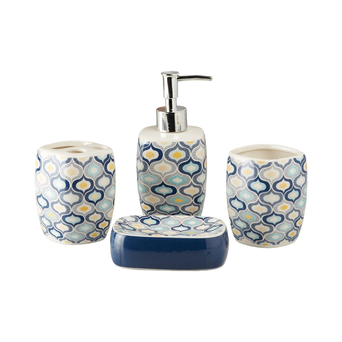 Ceramic Bathroom Set of 4 with Soap Dispenser (8068)