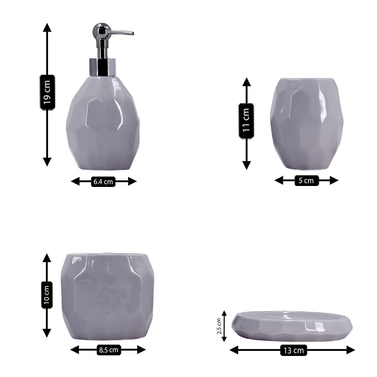 Kookee Ceramic Bathroom Sets, Grey, ART08105