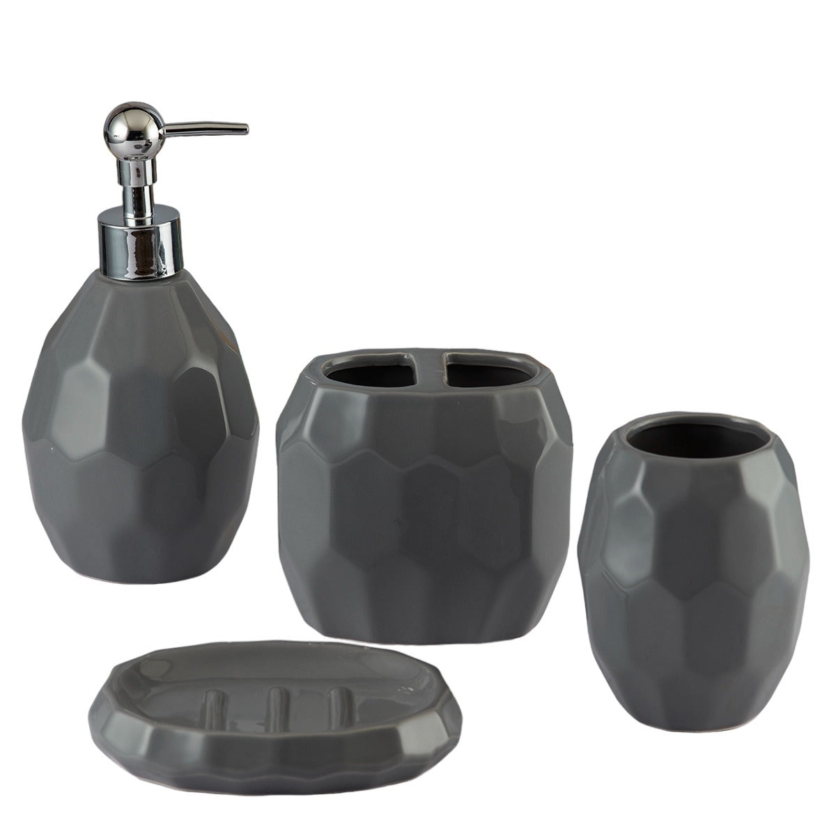 Ceramic Bathroom Accessories Set of 4 with Soap Dispenser (8105)
