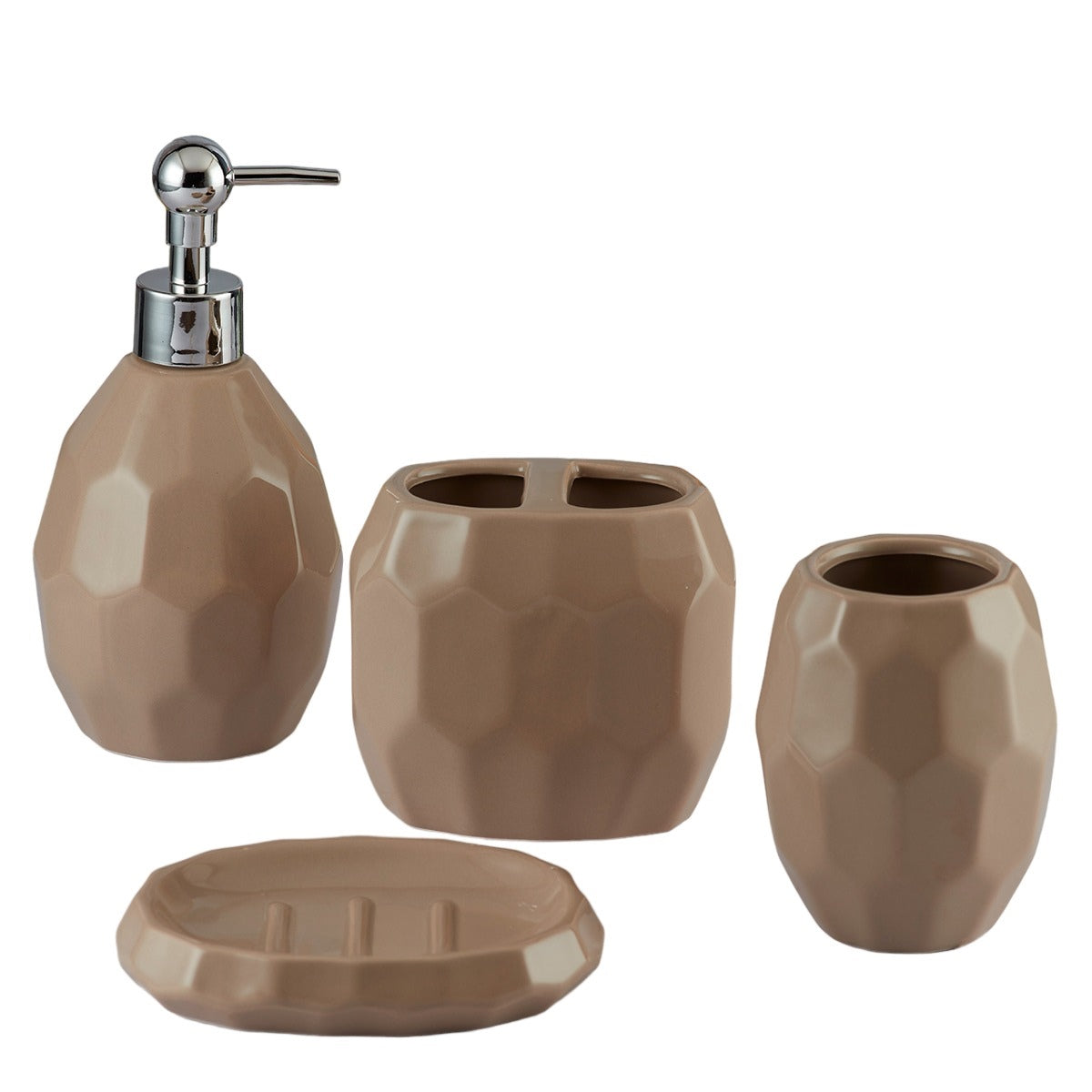 Kookee Ceramic Bathroom Sets, Brown, ART08107