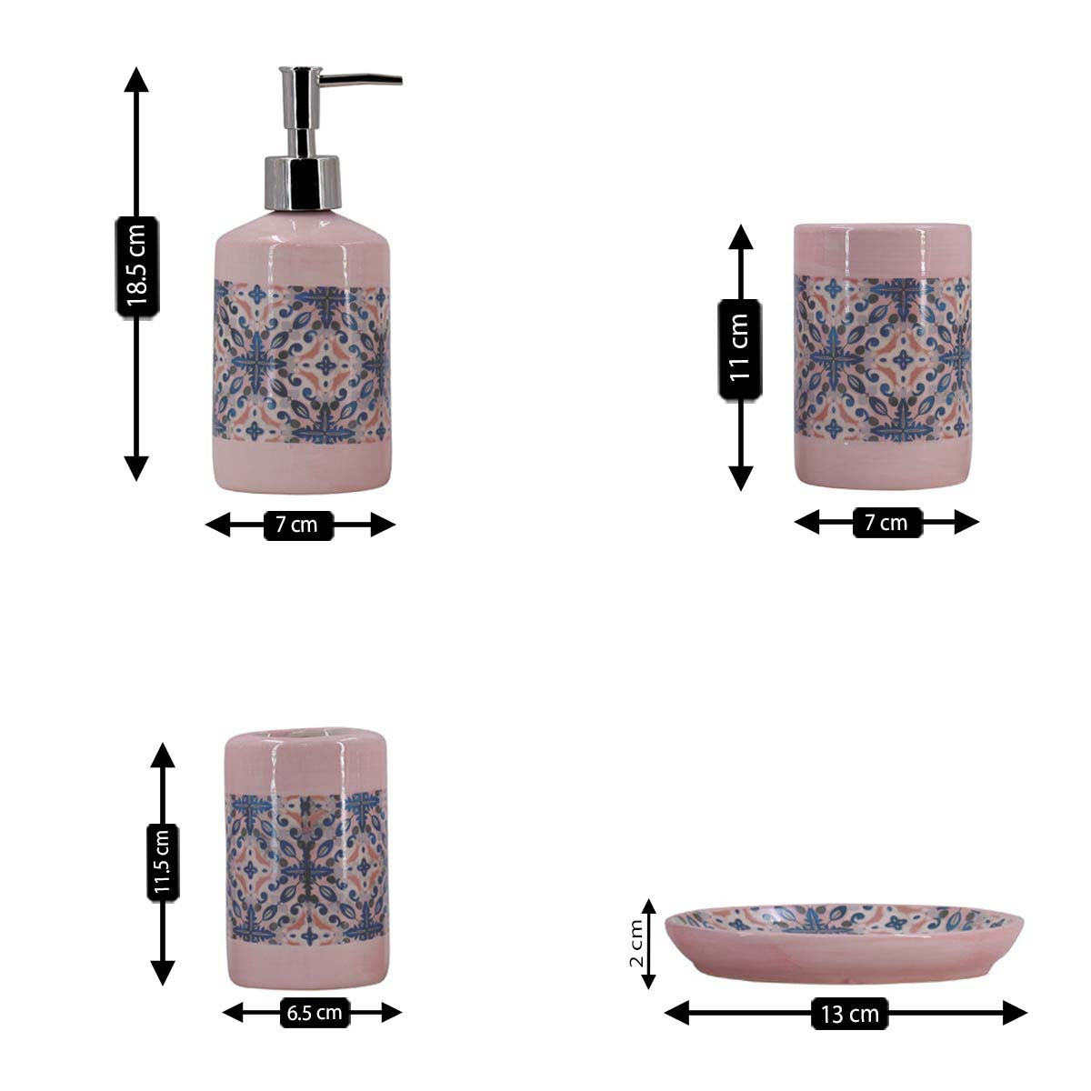 Kookee Ceramic Bathroom Sets, Pink, ART08118