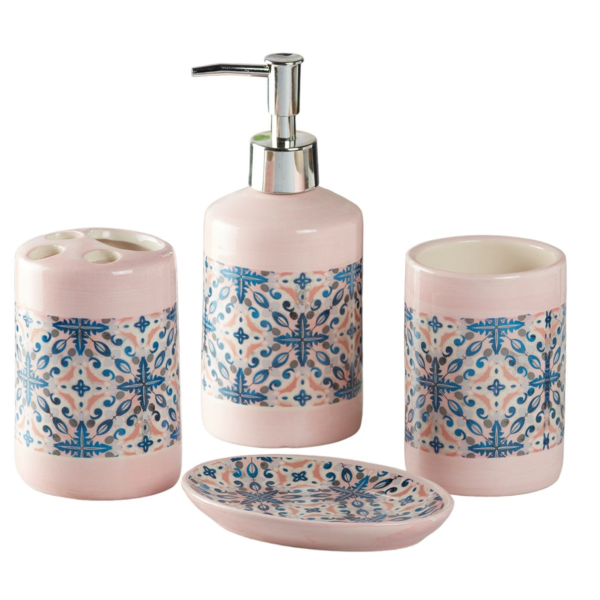Kookee Ceramic Bathroom Sets, Pink, ART08118