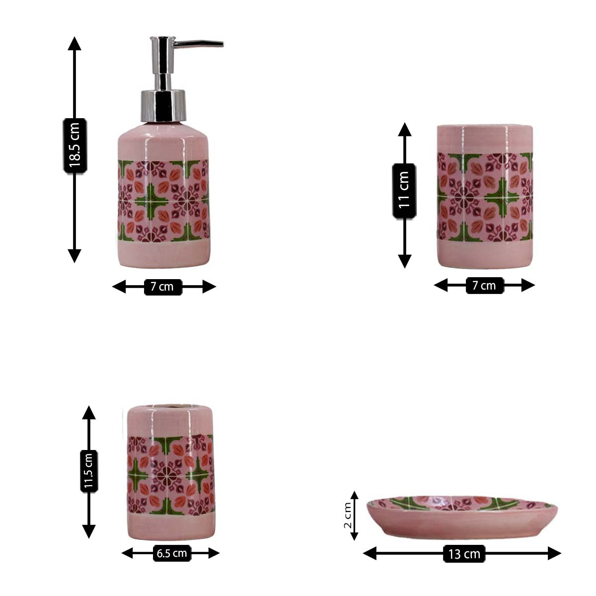 Kookee Ceramic Bathroom Sets, Pink, ART08119