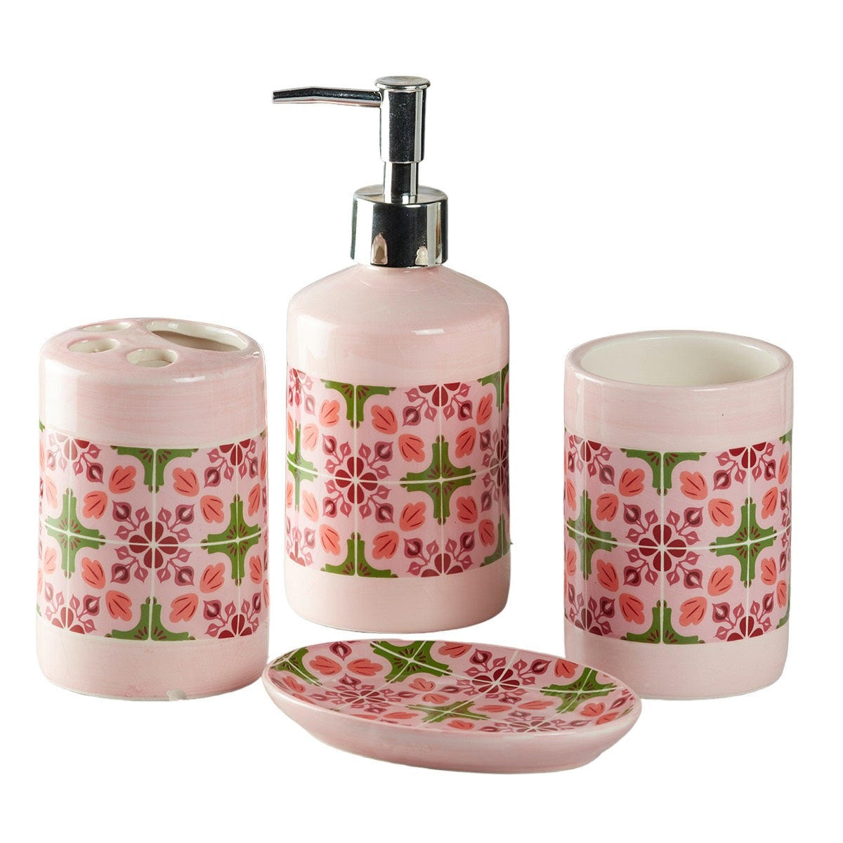 Kookee Ceramic Bathroom Sets, Pink, ART08119