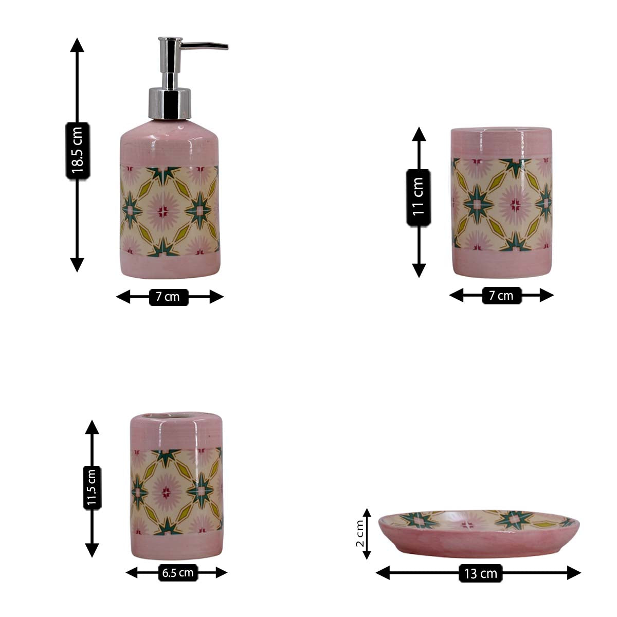 Ceramic Bathroom Set of 4 with Soap Dispenser (8120)