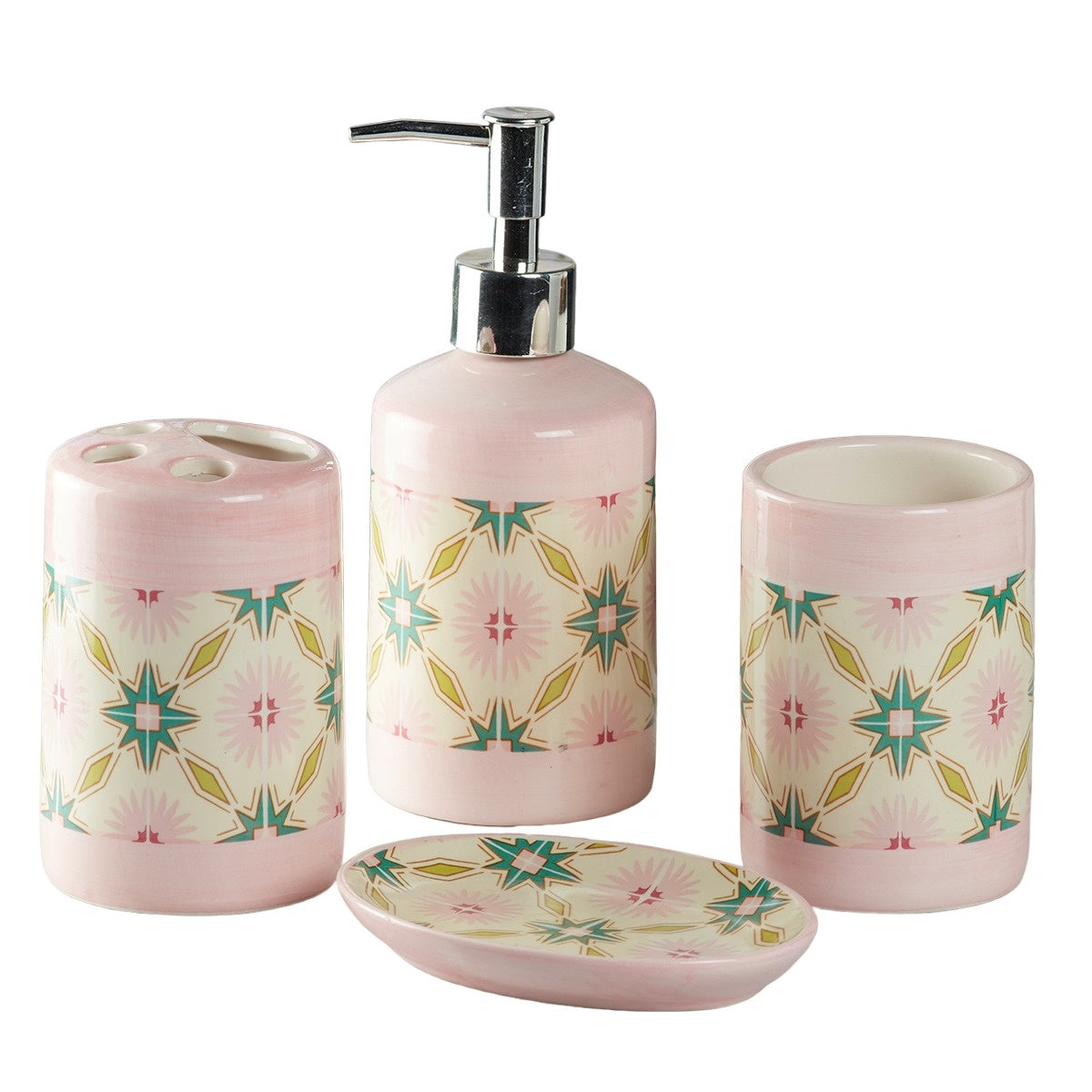 Kookee Ceramic Bathroom Sets, Pink, ART08120