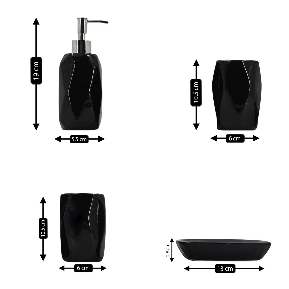 Kookee Ceramic Bathroom Sets, Black, ART08121