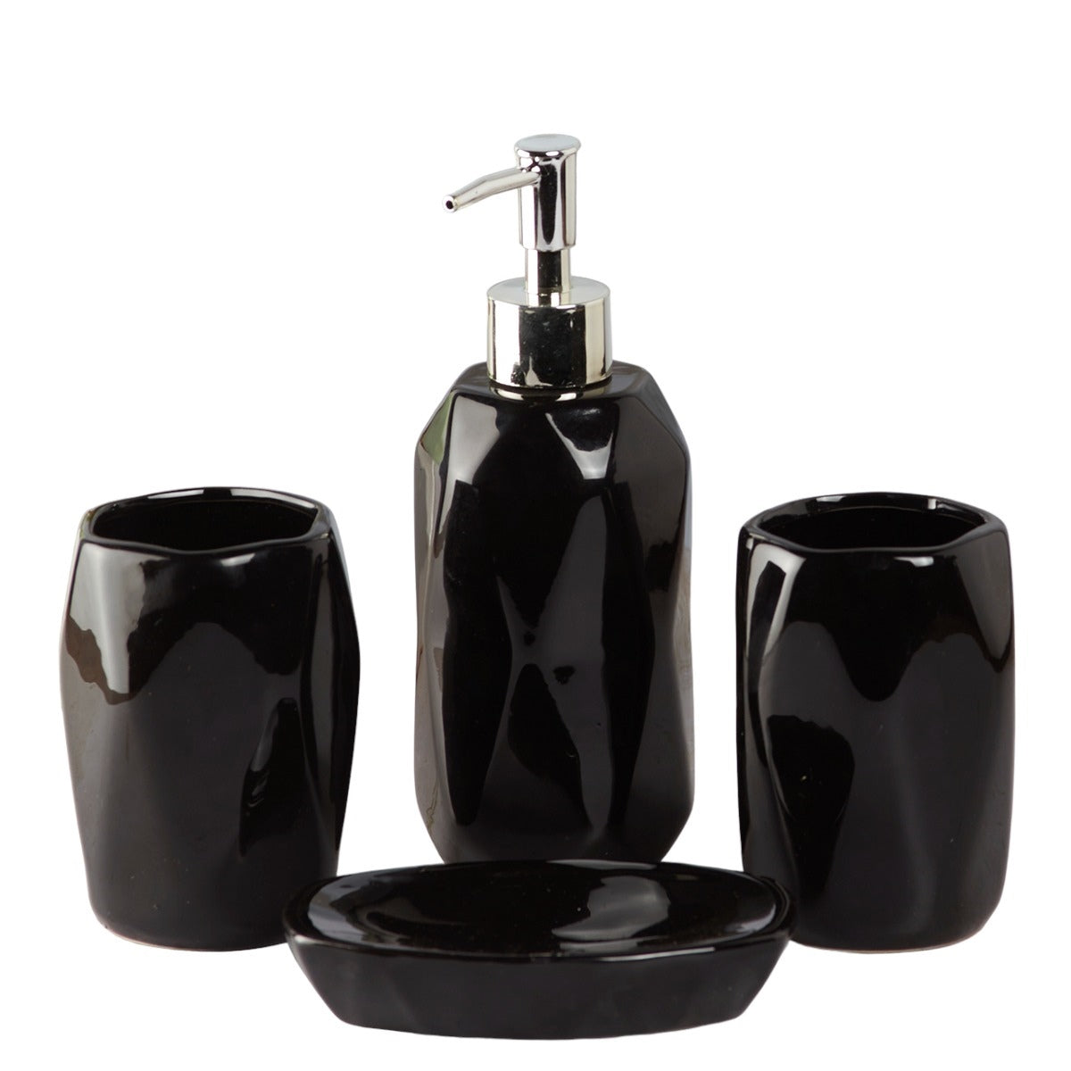 Ceramic Bathroom Accessories Set of 4 with Soap Dispenser (8121)