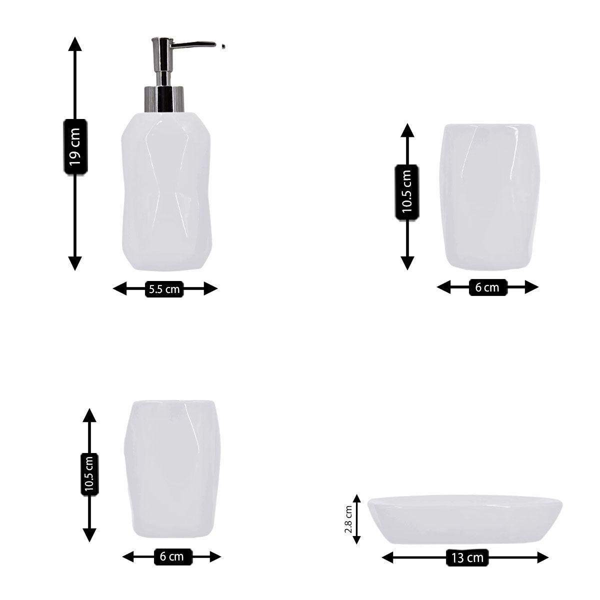 Ceramic Bathroom Accessories Set of 4 with Soap Dispenser (8122)