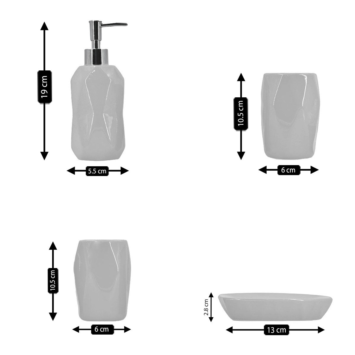 Ceramic Bathroom Accessories Set of 4 with Soap Dispenser (8123)