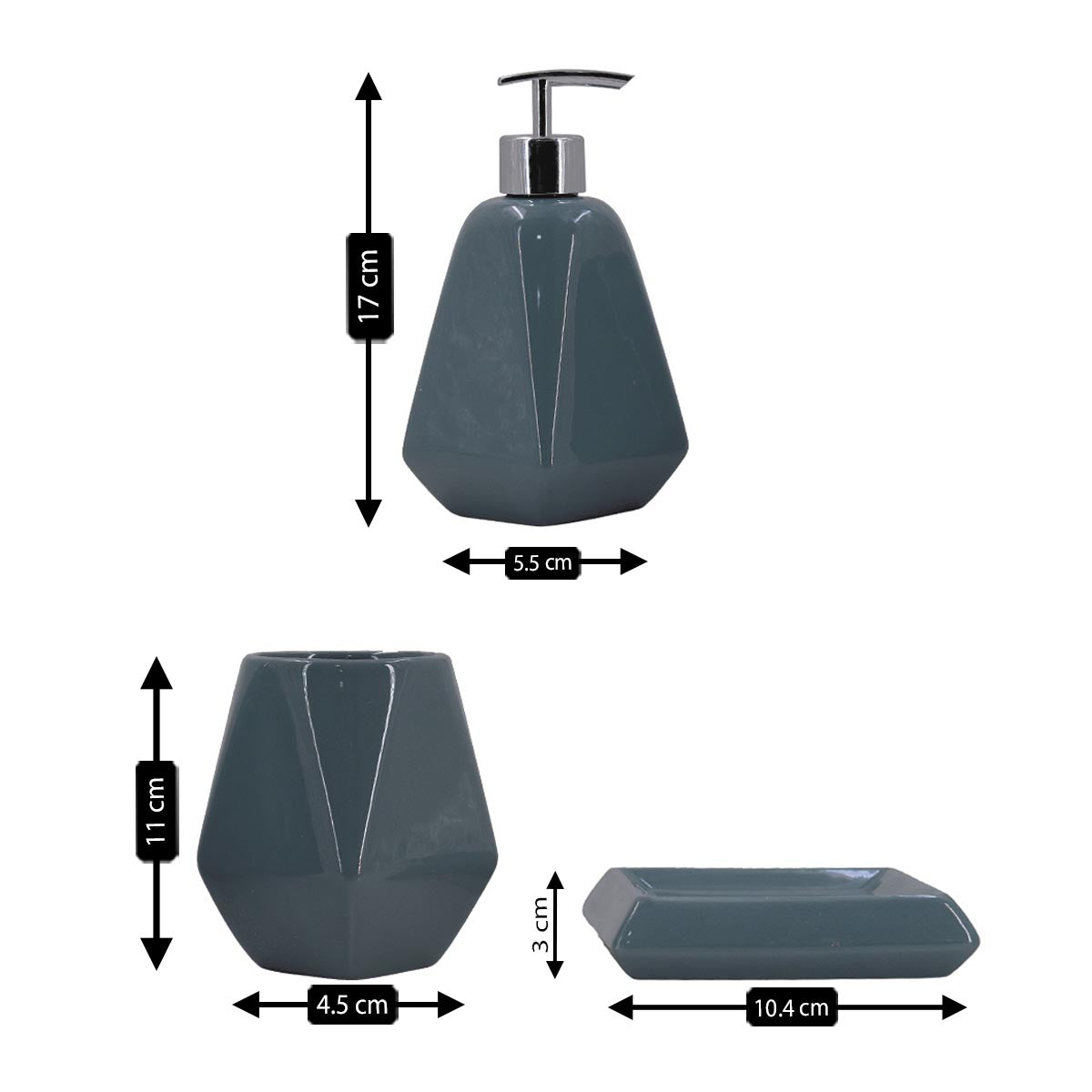 Ceramic Bathroom Accessories Set of 3 with Soap Dispenser (V-CBS-043-2)