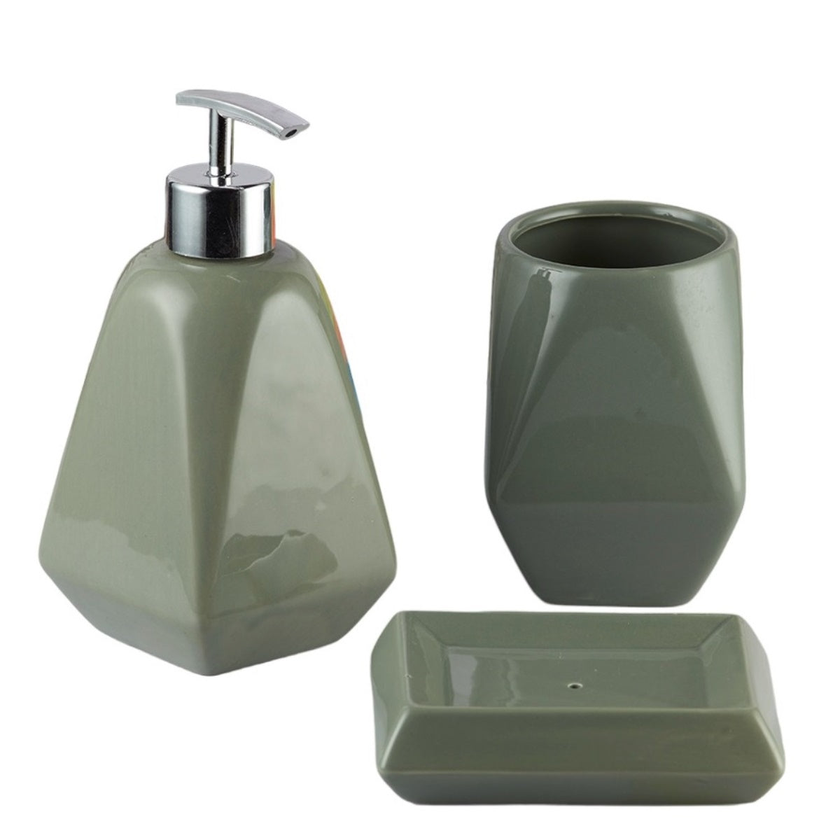 Kookee Ceramic Bathroom Sets, Green, ART08127