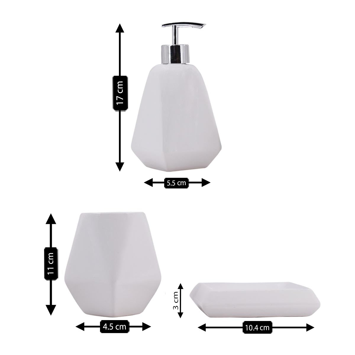 Ceramic Bathroom Set of 3 with Soap Dispenser (8128)