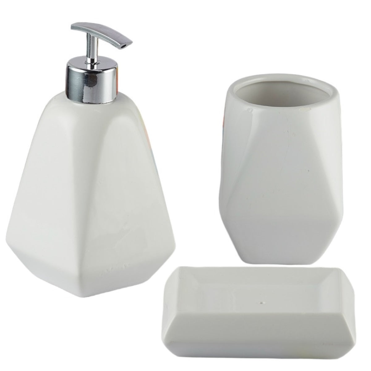 Kookee Ceramic Bathroom Sets, White, ART08128