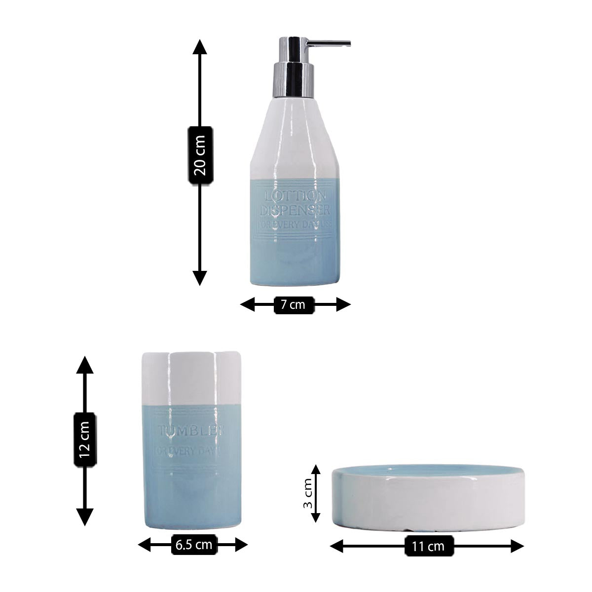 Ceramic Bathroom Set of 3 with Soap Dispenser (8129)