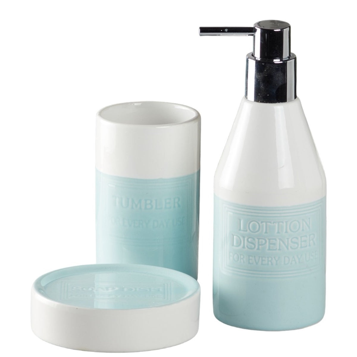 Ceramic Bathroom Set of 3 with Soap Dispenser (8129)
