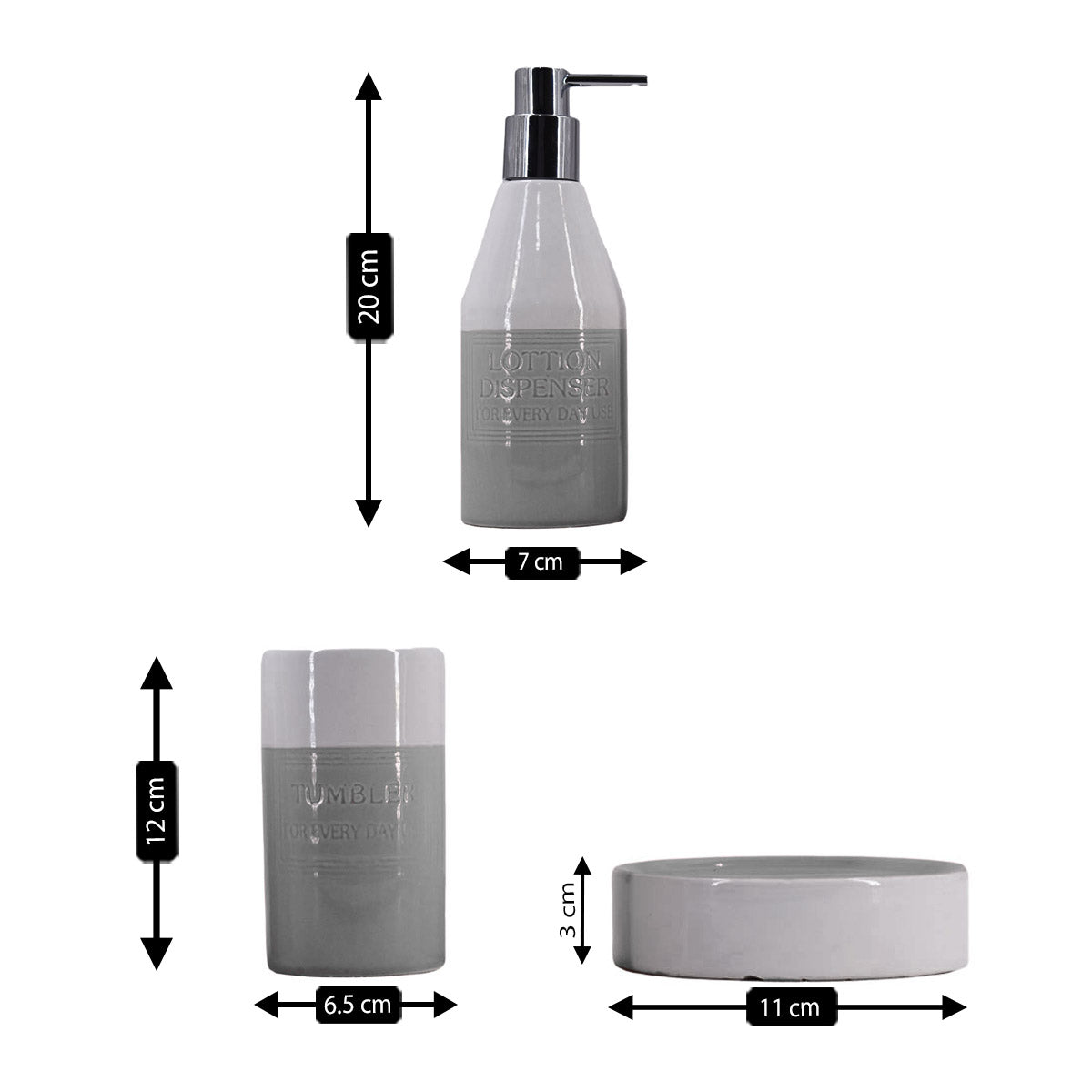 Kookee Ceramic Bathroom Sets, Grey, ART08130