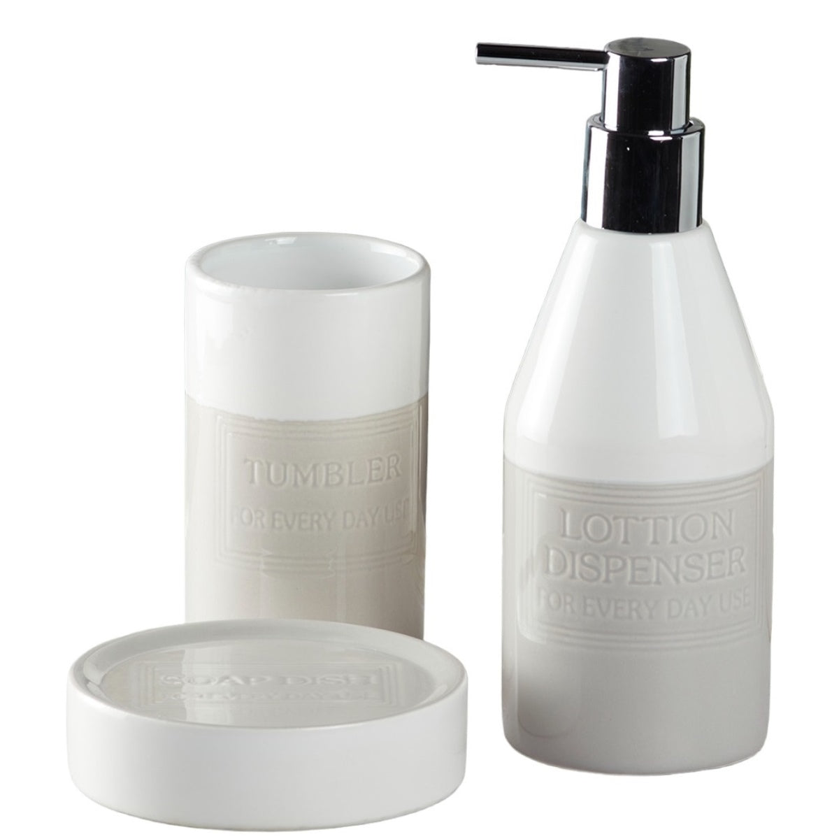 Ceramic Bathroom Set of 3 with Soap Dispenser (8130)