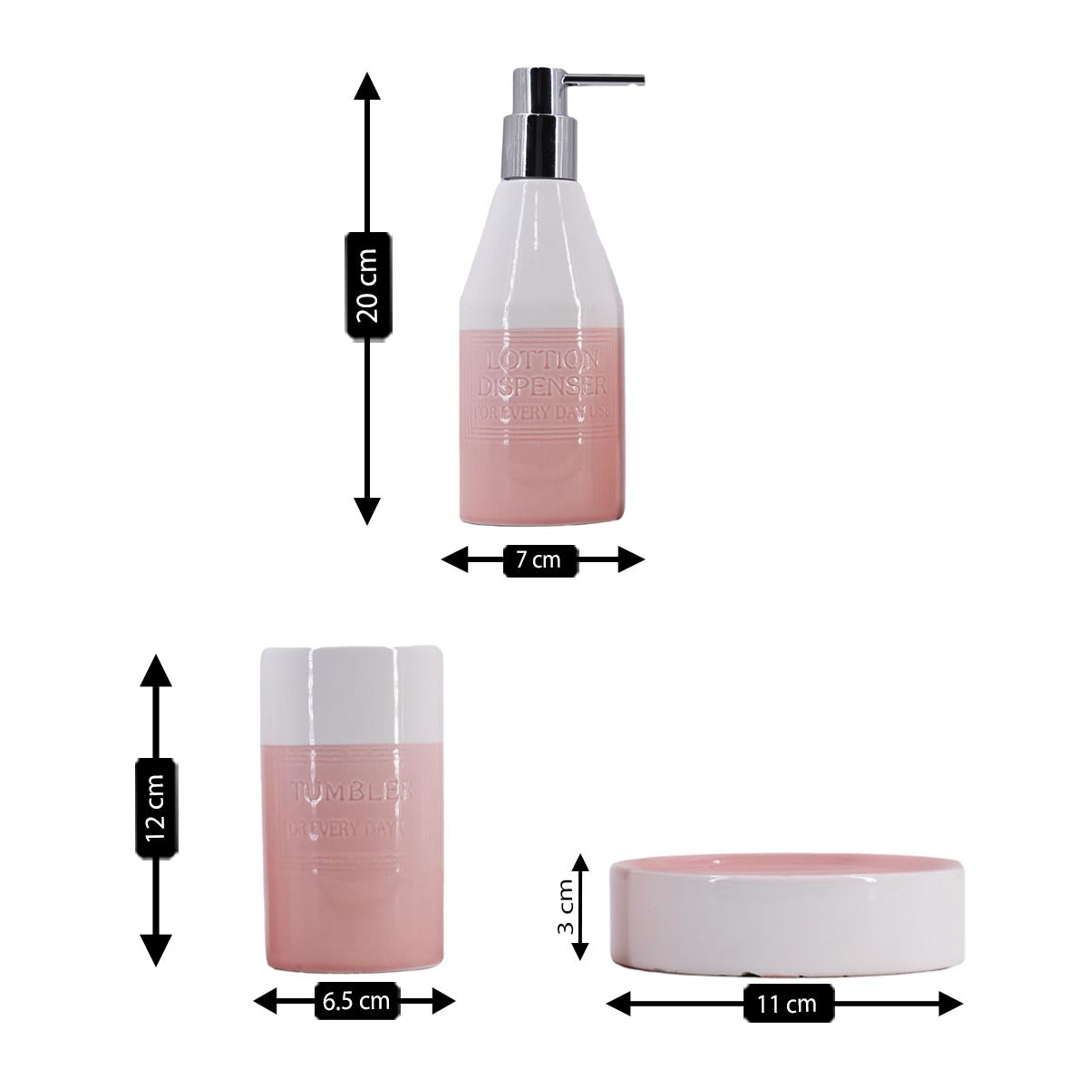 Kookee Ceramic Bathroom Sets, Pink, ART08131