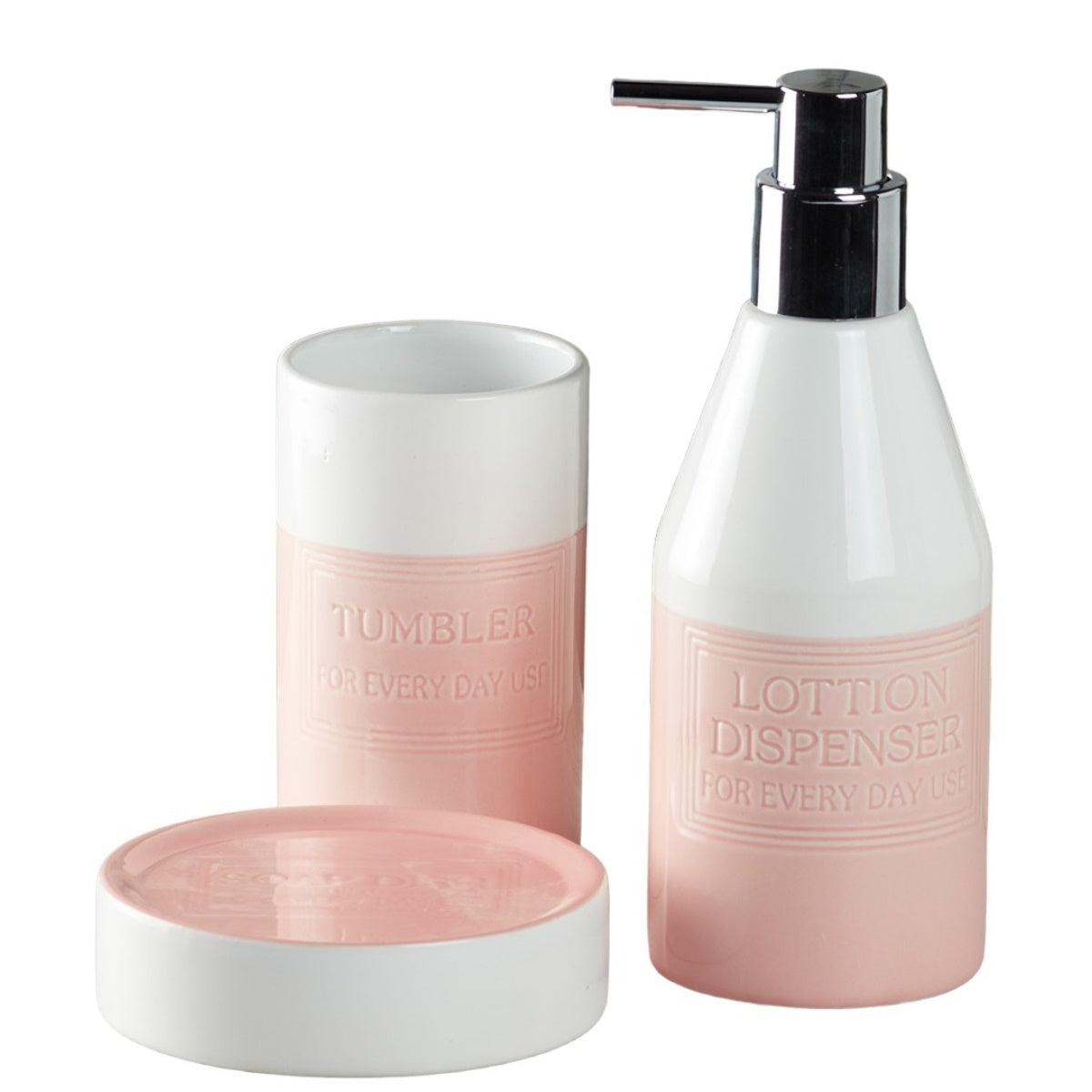 Kookee Ceramic Bathroom Sets, Pink, ART08131