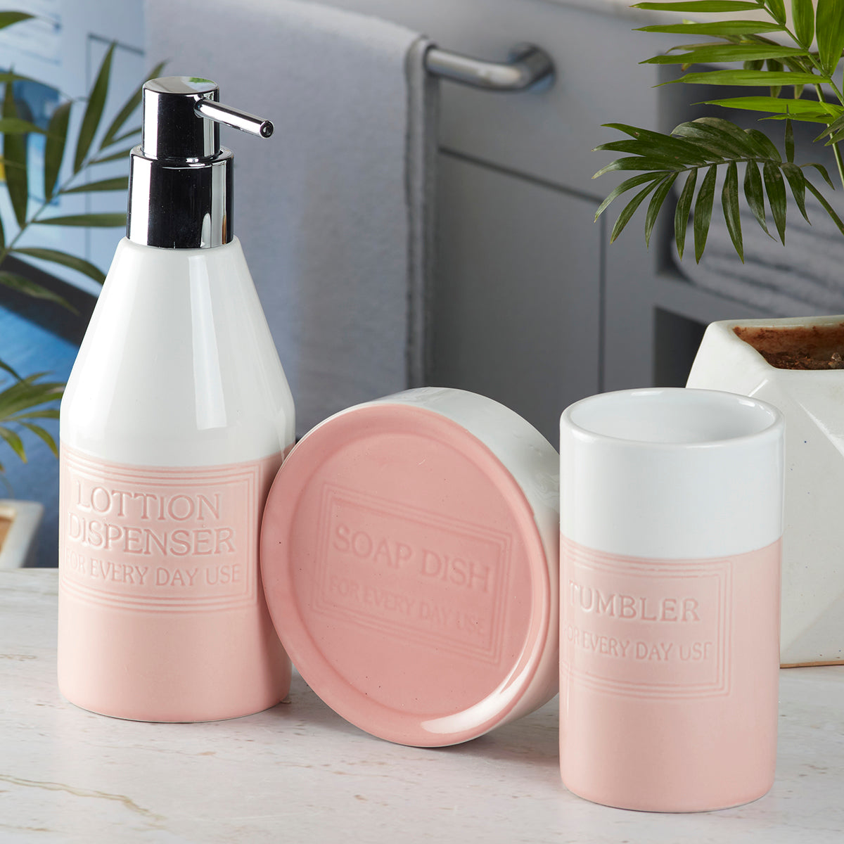 Ceramic Bathroom Set of 3 with Soap Dispenser (8130)