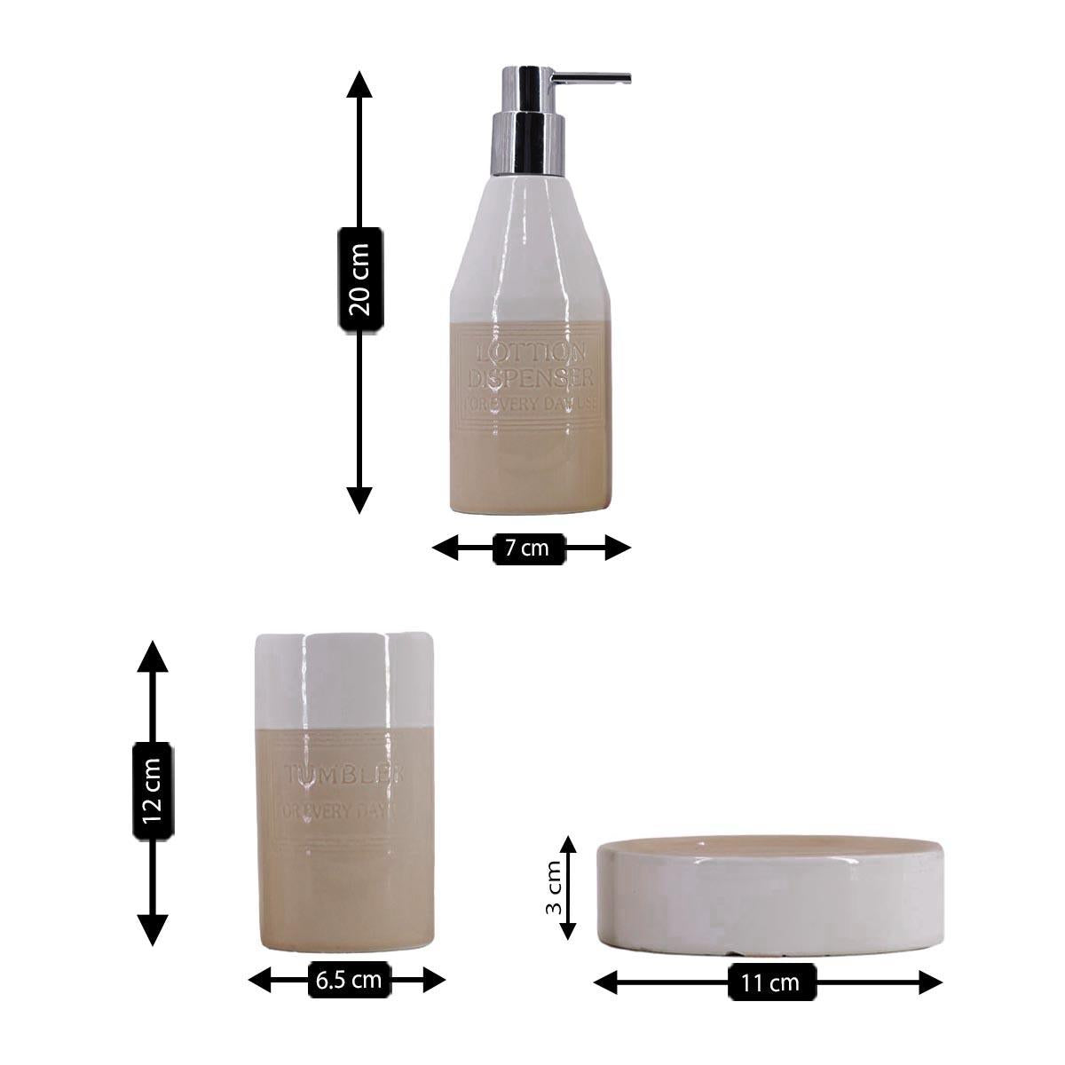 Ceramic Bathroom Set of 3 with Soap Dispenser (8132)