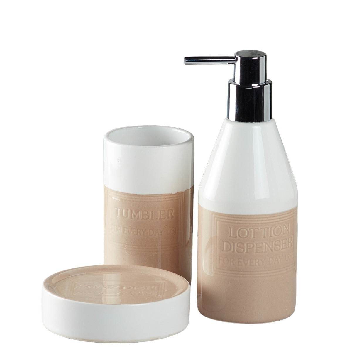 Kookee Ceramic Bathroom Sets, Beige, ART08132