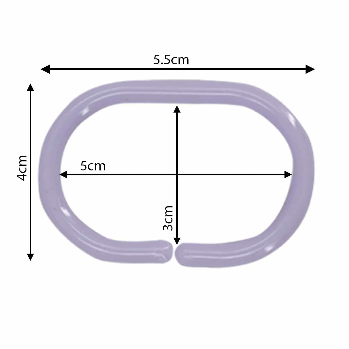 Shower Curtain Rings, 12 C shape Hooks - (JS160913) Lavender