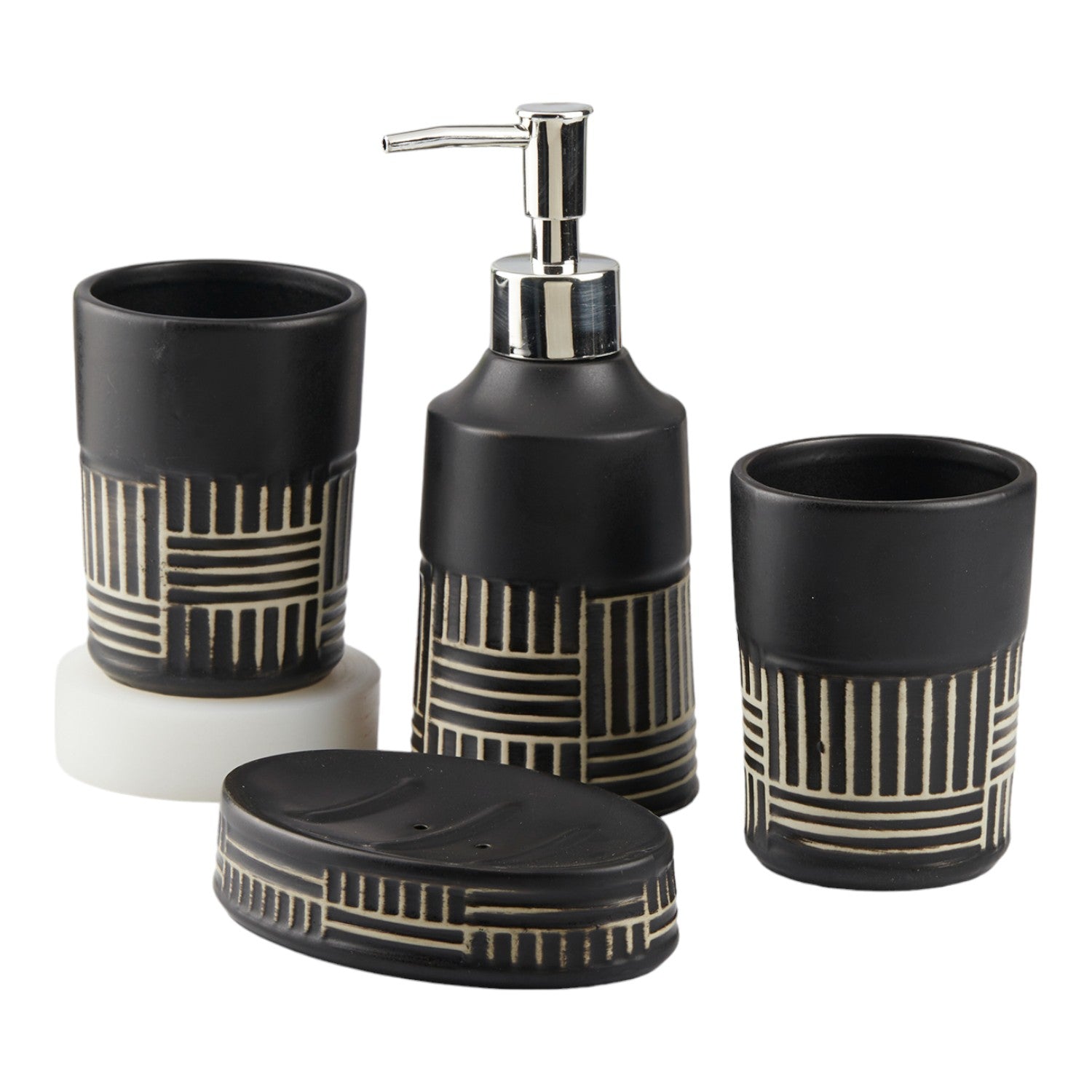 Kookee Ceramic Bathroom Sets, Black, ART08143