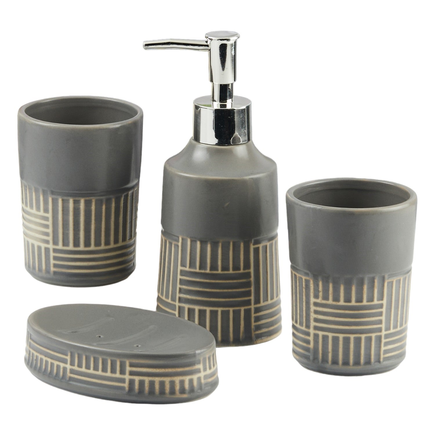 Kookee Ceramic Bathroom Sets, Grey, ART08144