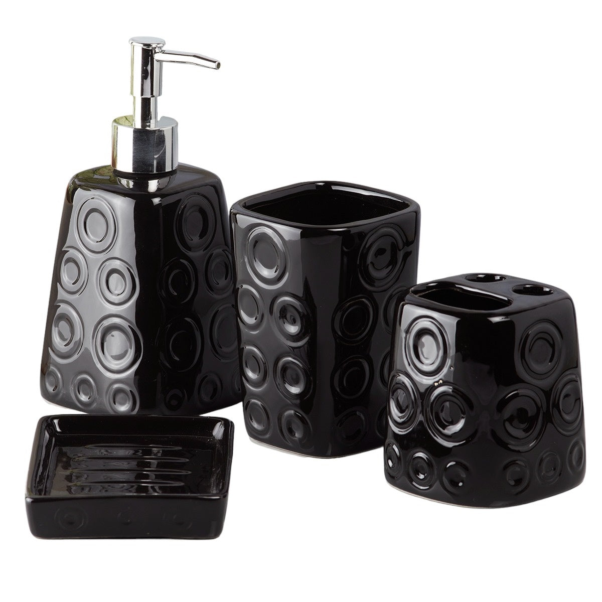 Kookee Ceramic Bathroom Sets, Black, ART08159