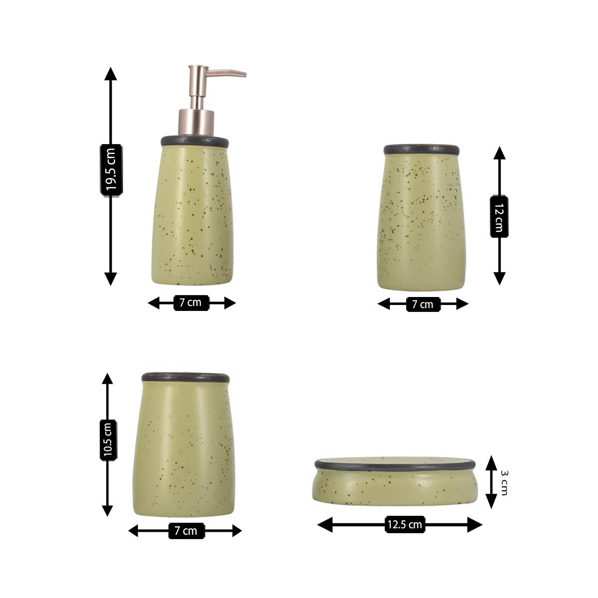 Ceramic Bathroom Set of 4 with Soap Dispenser (8162)