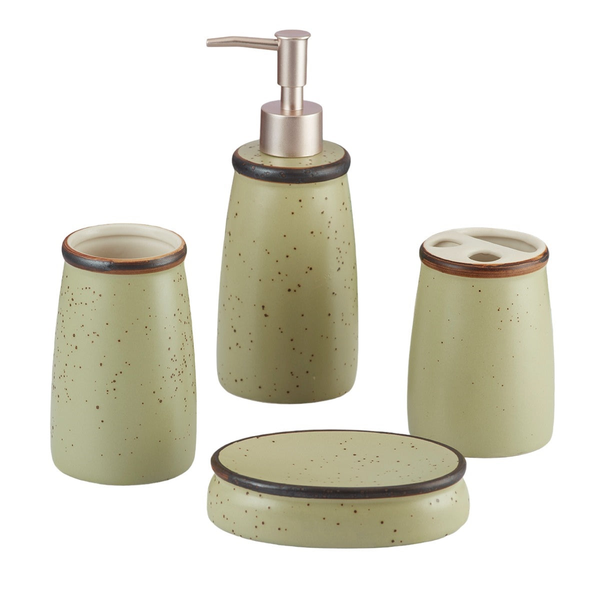 Ceramic Bathroom Set of 4 with Soap Dispenser (8162)