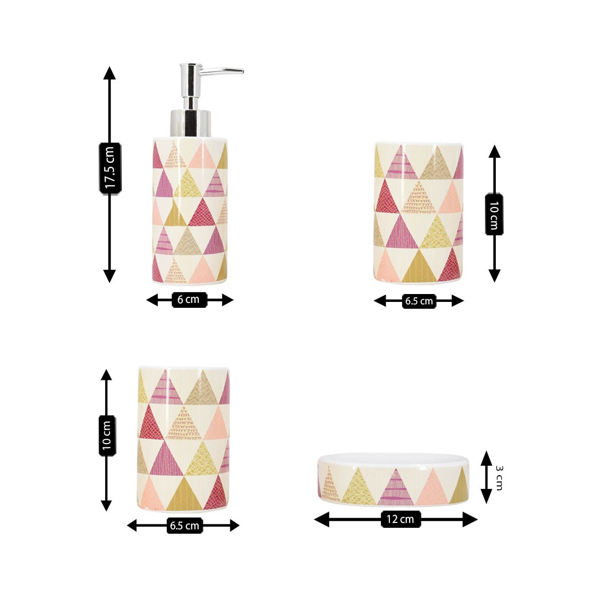 Kookee Ceramic Bathroom Sets, Multi, ART08165