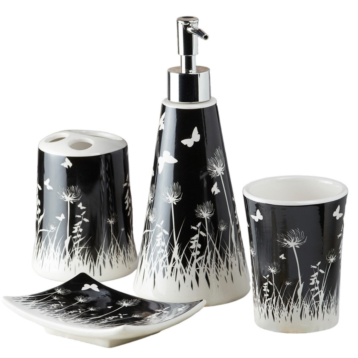 Kookee Ceramic Bathroom Sets, Black, ART08169