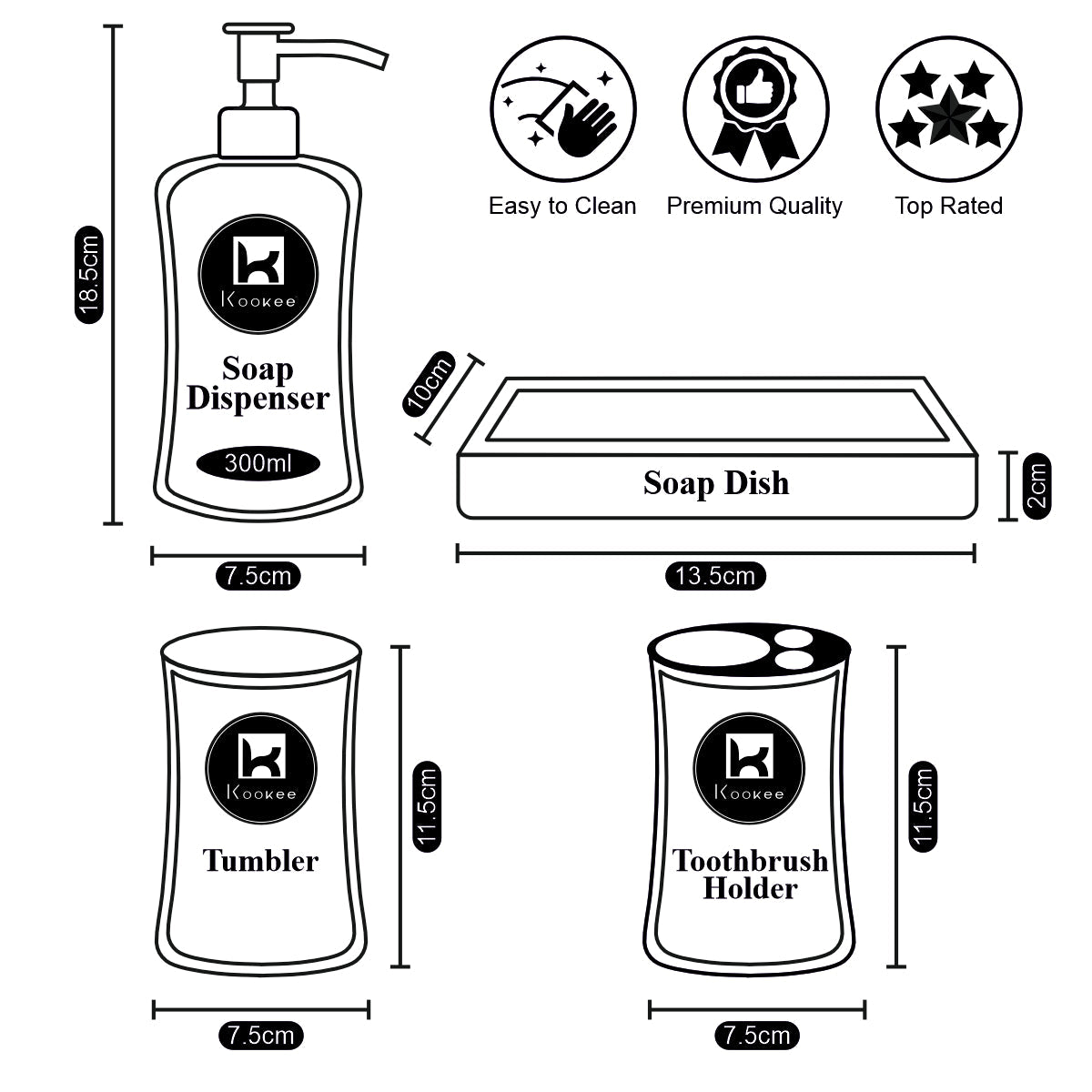 Ceramic Bathroom Set of 4 with Soap Dispenser (V-CBS-070-2)